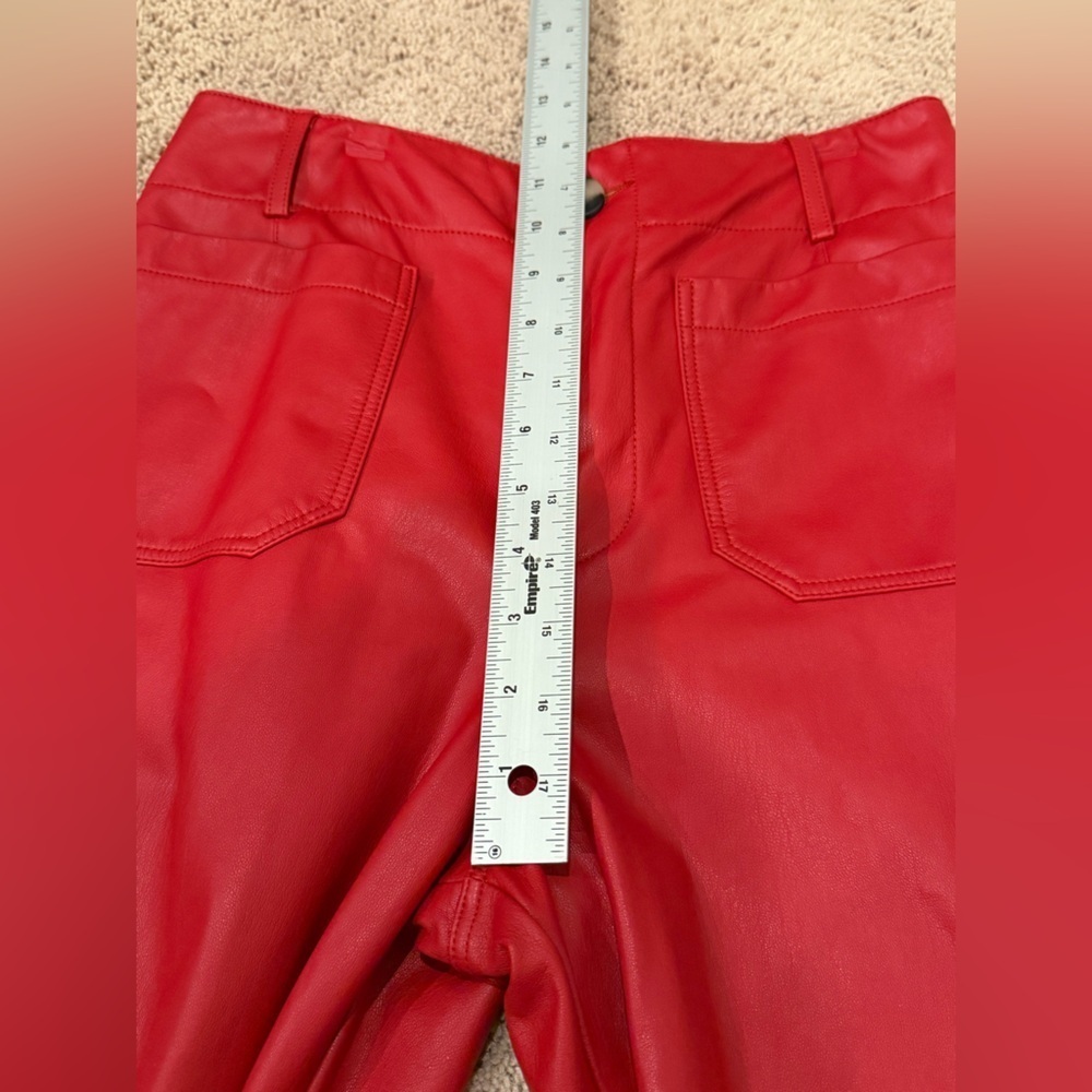 28p 28 petite Anthropologie Maeve Colette wide leg faux leather crop pants red - Picture 15 of 15